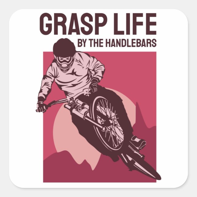 Pegatina Cuadrada Diseño de Guay Rider - Grasp Life (Anverso)