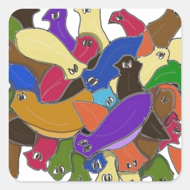 Pegatina Cuadrada Diseño de gusanos planarios locos cruzados 2 (Anverso)