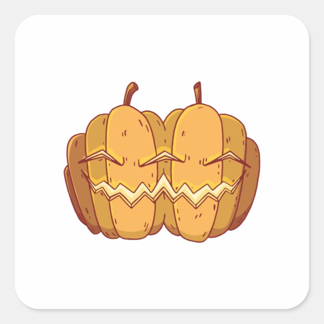 Pegatina Cuadrada Diseño de Halloween de Jack O Lantern (Anverso)