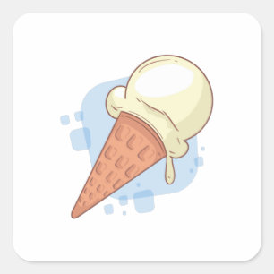 Pegatina Cuadrada Diseño de helado de vainilla genial