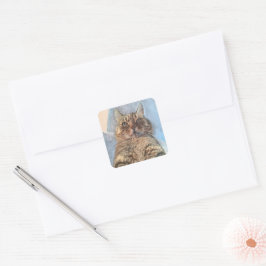Pegatina Cuadrada Diseño de ilustración de gato tigre