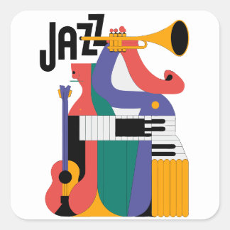Pegatina Cuadrada diseño de instrumentos musicales