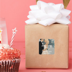 Pegatina Cuadrada Diseño de invitaciones a bodas elegantes y sin tie