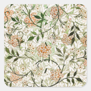 Pegatina Cuadrada Diseño de jardín de flores de jazmín de William Mo