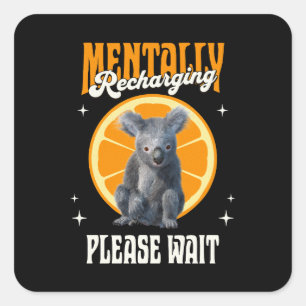 Pegatina Cuadrada Diseño de Koala Introvertido Recargándose Mentalme
