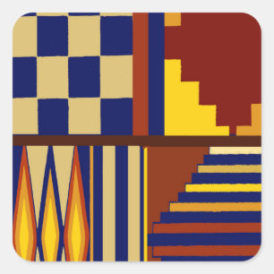 Pegatina Cuadrada Diseño de la alfombra de Kilim Prayer