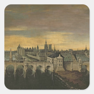 Pegatina Cuadrada Diseño de la construcción del Pont-Neuf