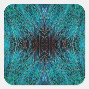 Pegatina Cuadrada Diseño De La Pluma Fractal De Pájaros