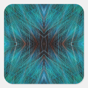 Pegatina Cuadrada Diseño De La Pluma Fractal De Pájaros