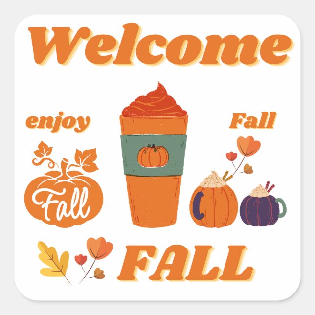 Pegatina Cuadrada Diseño de la temporada de otoño (Anverso)