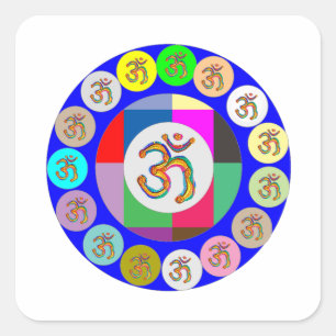 Pegatina Cuadrada Diseño de las monedas del MANTRA de OmMantra OM