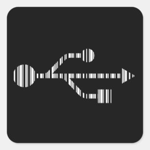 Pegatina Cuadrada DISEÑO DE LOGOTIPO USB DE CÓDIGO DE BARRAS Patrón