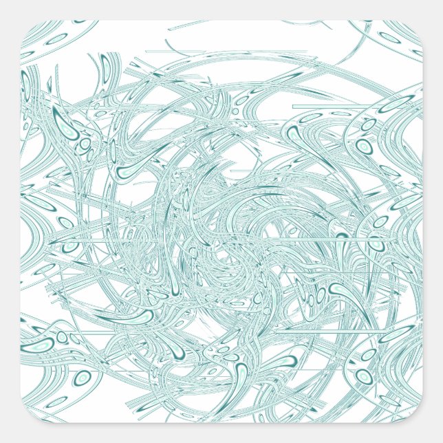 Pegatina Cuadrada Diseño de luz verde en blanco (Anverso)