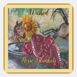 Pegatina Cuadrada diseño de mantas de caballo lavadas