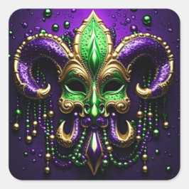 Pegatina Cuadrada Diseño de Mardi Gras Fleur De Lis