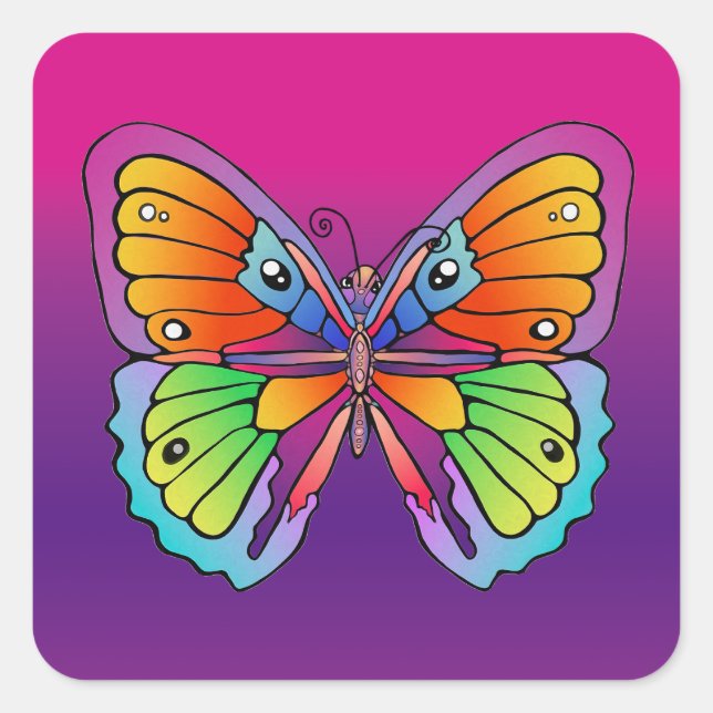 Pegatina Cuadrada Diseño de mariposa