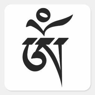 Pegatina Cuadrada Diseño de meditación del símbolo Om tibetano minim