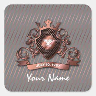 Pegatina Cuadrada Diseño de monograma elegante personalizado minimal