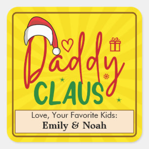 Pegatina Cuadrada Diseño de Navidad de Papá Noel