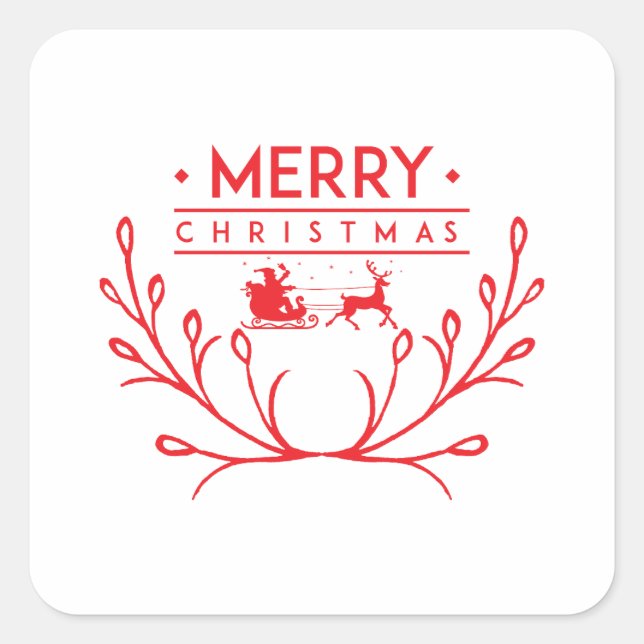 Pegatina Cuadrada Diseño de navidades con renos (Anverso)