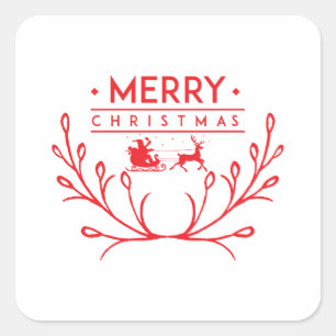 Pegatina Cuadrada Diseño de navidades con renos