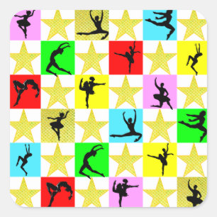 PEGATINA CUADRADA DISEÑO DE NAVIDADES DANCER SUPER STAR