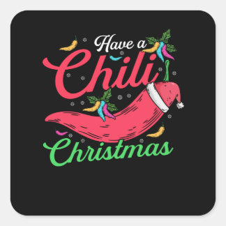 Pegatina Cuadrada Diseño de Navidades de pimienta picante, Unisex