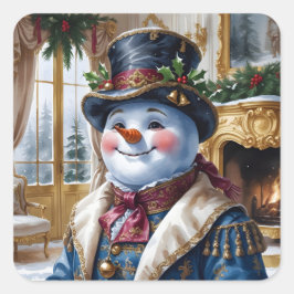 Pegatina Cuadrada Diseño de Navidades de Snowman en Victoria