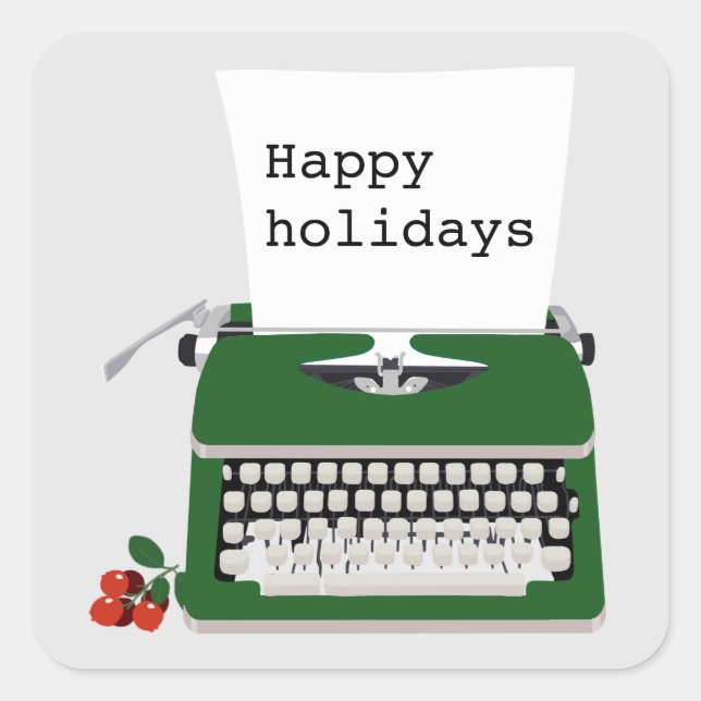 Pegatina Cuadrada Diseño de Navidades de vacaciones de máquinas retr (Anverso)