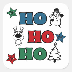 Pegatina Cuadrada Diseño de Navidades Ho-Ho-Ho