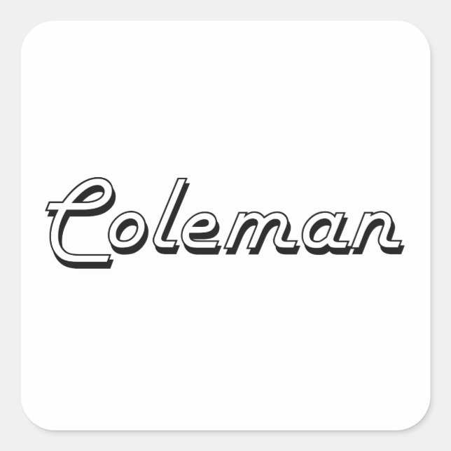 Pegatina Cuadrada Diseño de nombre retro clásico de Coleman (Anverso)