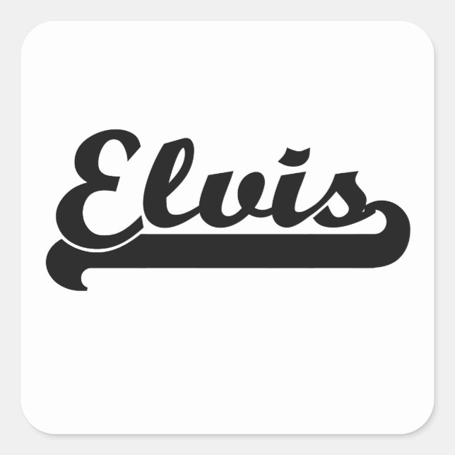 Pegatina Cuadrada Diseño de nombres retro clásicos de Elvis (Anverso)