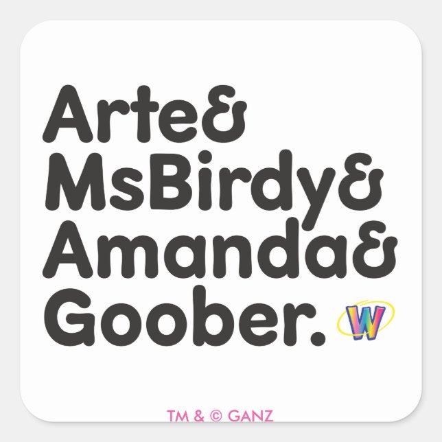 Pegatina Cuadrada Diseño de nombres web (Anverso)