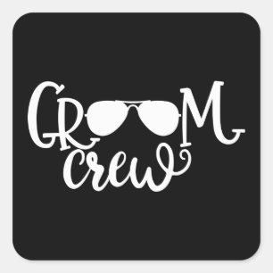 Pegatina Cuadrada Diseño de novio equipo de boda
