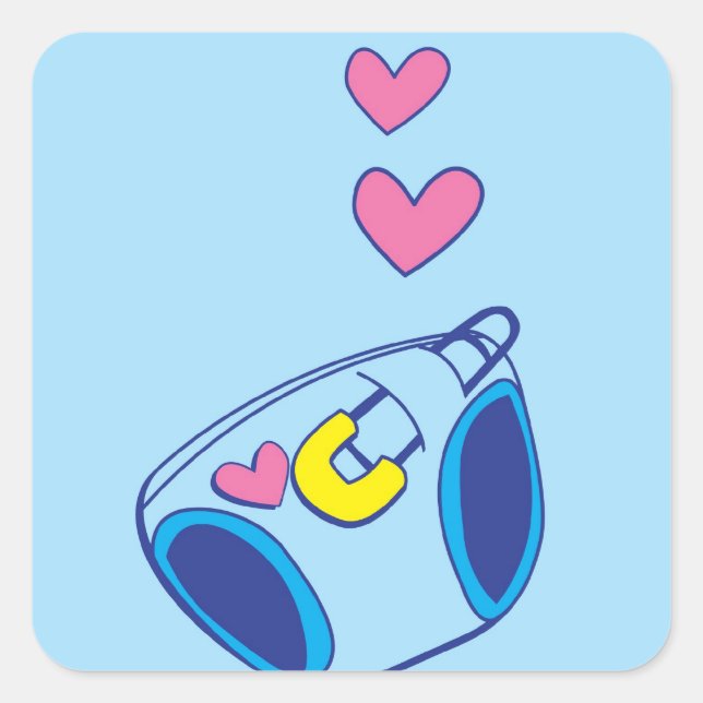 Pegatina Cuadrada Diseño de pañal para bebé azul lindo de los saludo (Anverso)