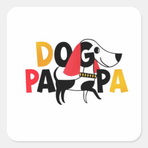 Pegatina Cuadrada Diseño de papa de perro