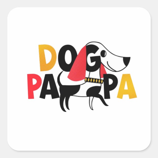 Pegatina Cuadrada Diseño de papa de perro (Anverso)
