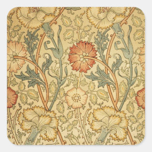Pegatina Cuadrada Diseño de papel pintado con flores de rosa de Will