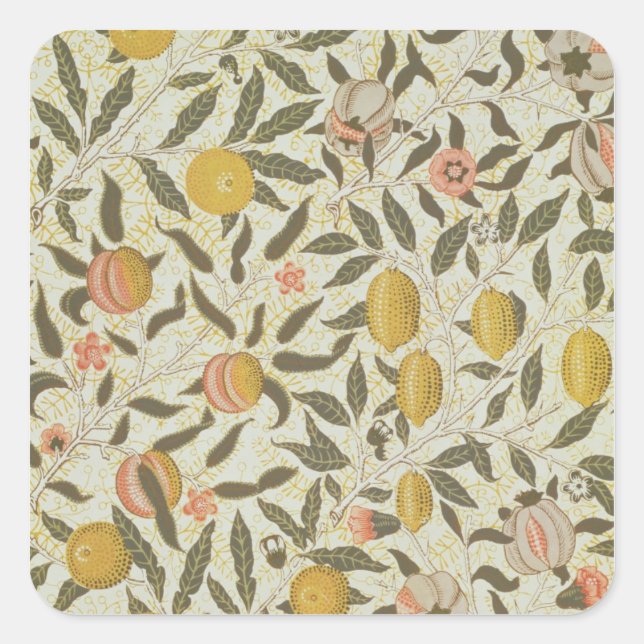 Pegatina Cuadrada Diseño de papel pintado de frutas o granadas (Anverso)