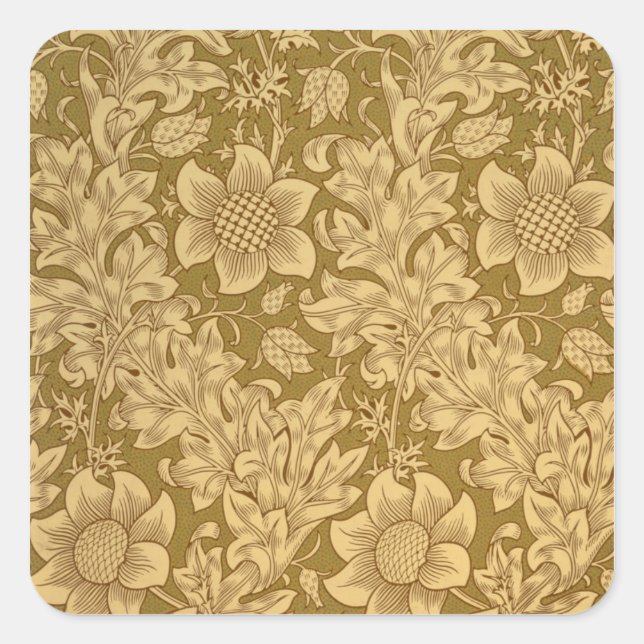 Pegatina Cuadrada Diseño de papel pintado "fritillary", 1885 (Anverso)
