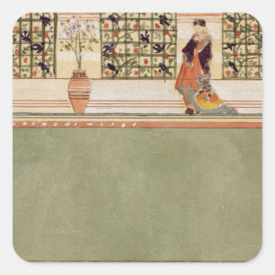 Pegatina Cuadrada Diseño de pared anglo-japonés, c.1860 (con c/c y l