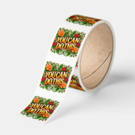Pegatina Cuadrada Diseño de patrón floral radiante con texto motivac