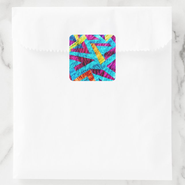 Pegatina Cuadrada Diseño de patrones expresivos (Bolso)