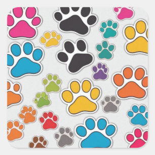 Pegatina Cuadrada Diseño de Pegatinas de Guay Cute Dog Paws