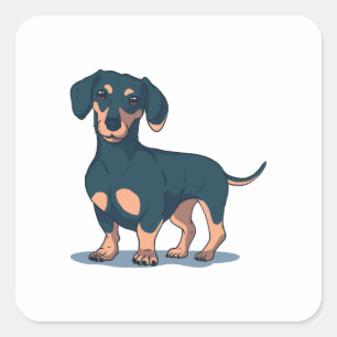 Pegatina Cuadrada Diseño de perro dachshund negro genial