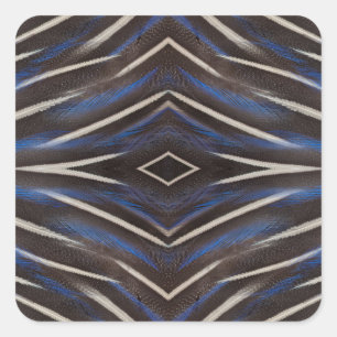 Pegatina Cuadrada Diseño de plumas de pintada de diamante