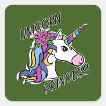 Diseño de princesas de unicornio - Pegatinas cuadr