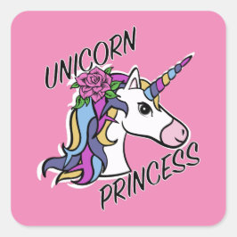 Pegatina Cuadrada Diseño de princesas de unicornio - Pegatinas cuadr