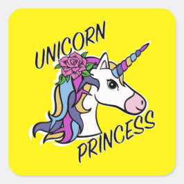 Pegatina Cuadrada Diseño de princesas de unicornio - Pegatinas cuadr