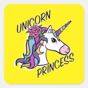 Pegatina Cuadrada Diseño de princesas de unicornio - Pegatinas cuadr